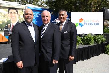 CareerSource South Florida Executive Director Rick Beaseley; Miami-Dade Mayor Carlos A. Gimenez and CareerSource South Florida Chairman Alvin West.